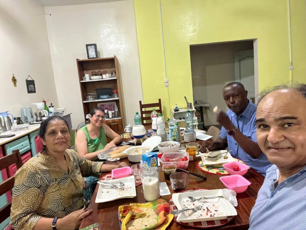 A shared meal during community ministry and mission fellowship.